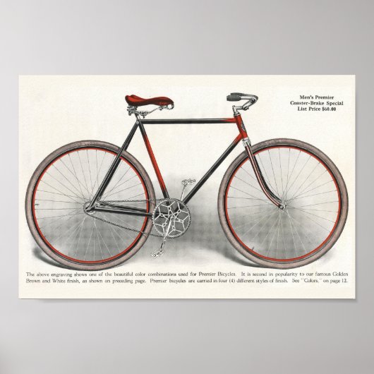 1913ヴィンテージメンズプレミア自転車広告アートポスター ポスター (正面)