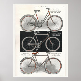 1913ヴィンテージレディースプレミア自転車広告アートポスター ポスター