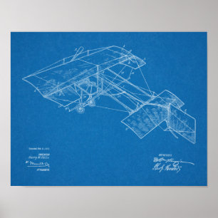 1913ヴィンテージ飛行機特許スケッチプリント ポスター