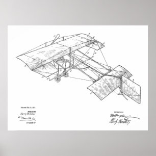 1913ヴィンテージ飛行機特許スケッチプリント ポスター
