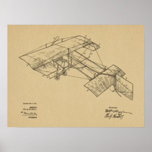 1913ヴィンテージ飛行機特許スケッチプリント ポスター