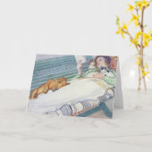 1913年にカール·ラーソンがベンチに横たわった女性 カード (黄色い花)