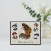 1913年にヴィンテージ帽をかぶる女性 ポストカード (スタンド正面)