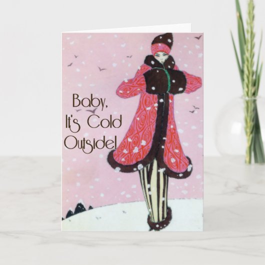 1913年のアールデコの冬のファッション場面 シーズンカード (正面)