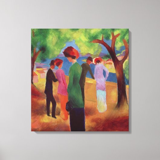 1913年のグリーンジャケットの女性 キャンバスプリント (正面)