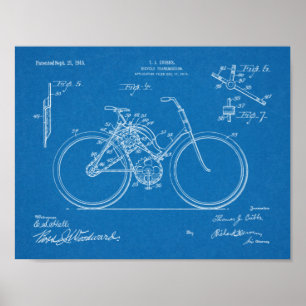 1913年自転車送信デザイン特許プリント ポスター