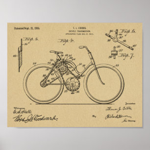 1913年自転車送信デザイン特許プリント ポスター