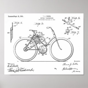1913年自転車送信デザイン特許プリント ポスター