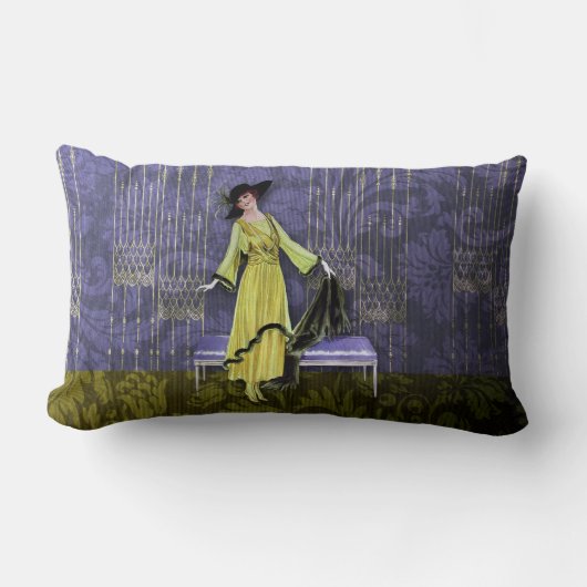 1913豪華: 淡黄緑ヴィンテージのファッションタマキビ ランバークッション (正面)