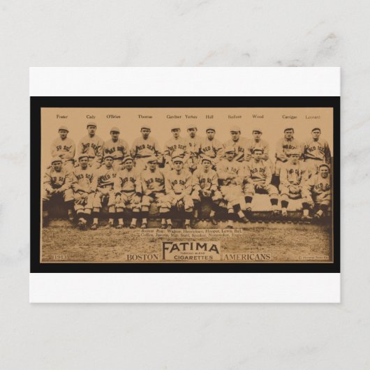 1913 Boston Red Sox Fatima Tobaccoカードプリント ポストカード (正面)