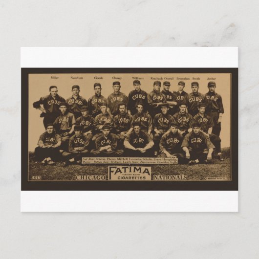 1913 Chicago Cubs Fatima Tobaccoカードプリント ポストカード (正面)