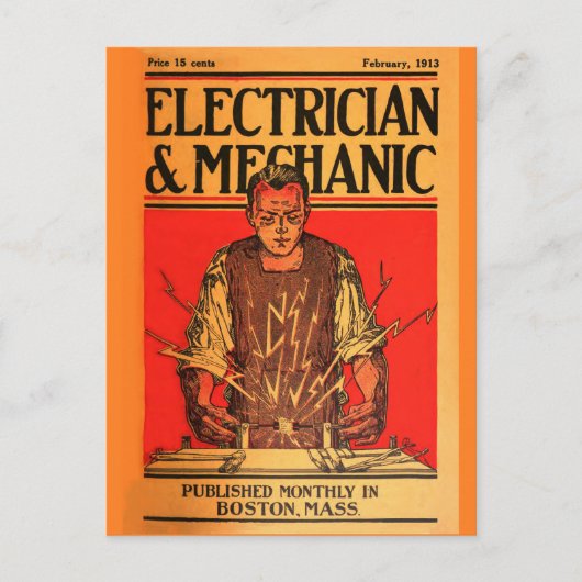 「1913 Feb-ElectricianandMechanic」はがき ポストカード (正面)