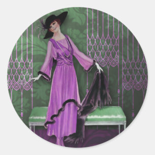 1913 Luxe:ヴィンテージファッションの薄紫&ミント ラウンドシール