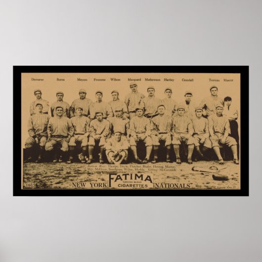 1913 New York Giants Fatima Tobacco Card Poster ポスター (正面)