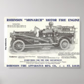 1913 Robinson "Monarch" Motor Fire Engine Poster ポスター (正面)