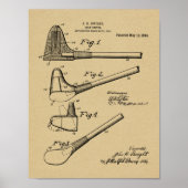 1914ゴルフクラブドライバーデザイン特許アートプリント ポスター (正面)