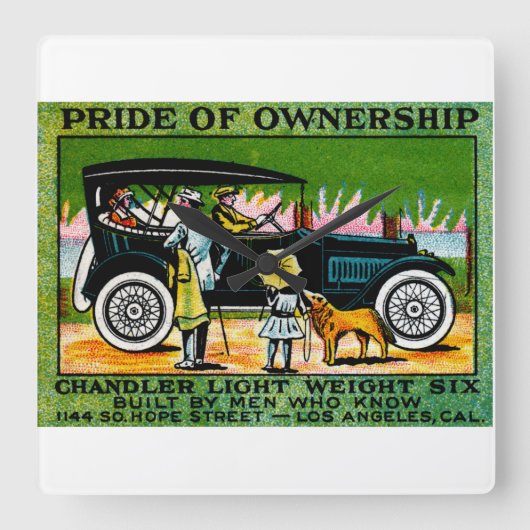 1914チャンドラー自動車ポスター スクエア壁時計 (正面)