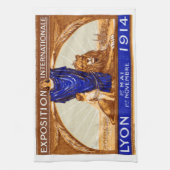 1914リヨン国際的万博ポスター キッチンタオル (縦)