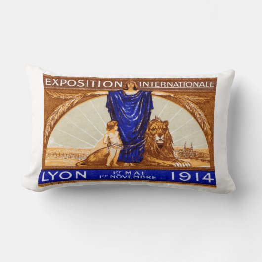 1914リヨン国際的万博ポスター ランバークッション (正面)