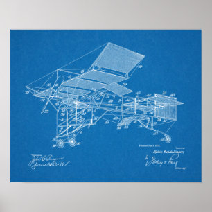 1914ヴィンテージ飛行機特許スケッチプリント ポスター