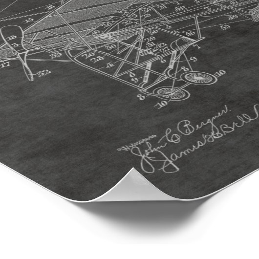 1914ヴィンテージ飛行機特許スケッチプリント ポスター (角)