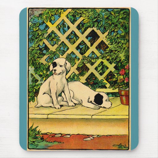 1914二匹の犬が好奇心を持っている マウスパッド (正面)