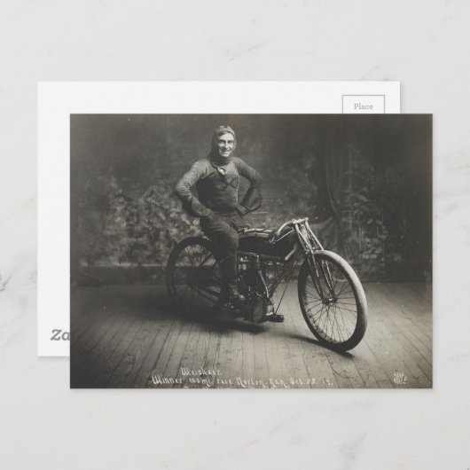 1914年の世界記録のオートバイレースノートン·カンザス ポストカード (正面/裏面)