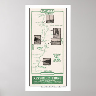 1914年の地図、カーソンシティ、スティームボート、グレンブルック ポスター