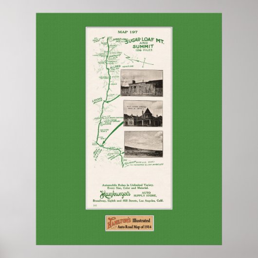 1914年の地図、シュガーローフMt to Hot Creek Range ポスター (正面)