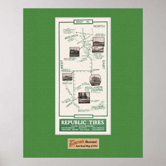1914年の地図、レッドランズ・トゥ・ペリス ポスター (正面)