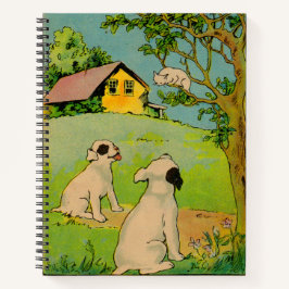 1914年の2匹の犬と小さな白い猫 ノートブック