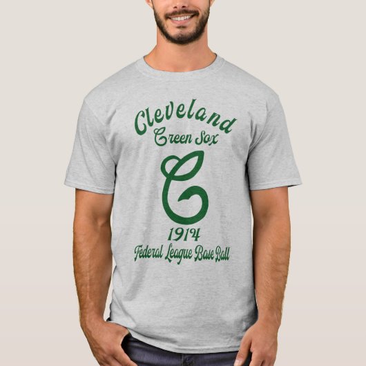 1914年クリーブランドグリーンソックス連邦リーグベースボール Tシャツ (正面)