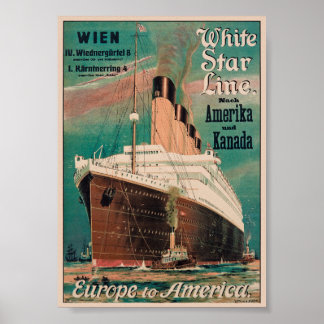 1914年製ホワイトスターラインのヴィンテージポスター ポスター