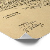 1914年飛んでいる機械飛行機特許スケッチ ポスター (角)