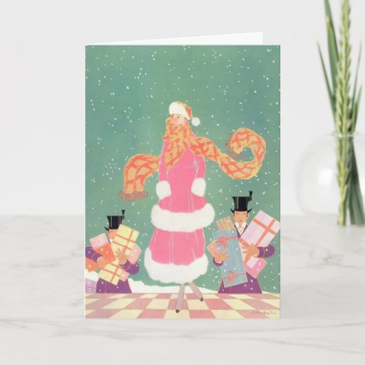 『1914年、ピンクの服の女性とプレゼントを運ぶ男たち』 シーズンカード (正面)