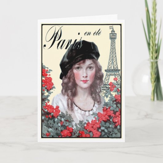 1914年! "夏のパリ"のカスタムでフランスのな挨拶 カード (正面)