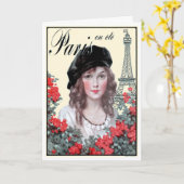 1914年! "夏のパリ"のカスタムでフランスのな挨拶 カード (黄色い花)