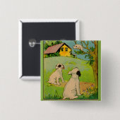 1914 two dogs and a little white cat 缶バッジ (正面&裏面)