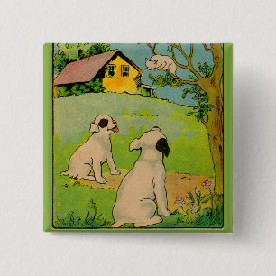 1914 two dogs and a little white cat 缶バッジ