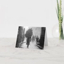 1915年の木とヴィンテージクリスマスカードの兵士