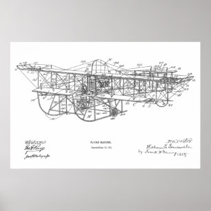1915年の航空機の飛行機のパテントのスケッチのプリント ポスター