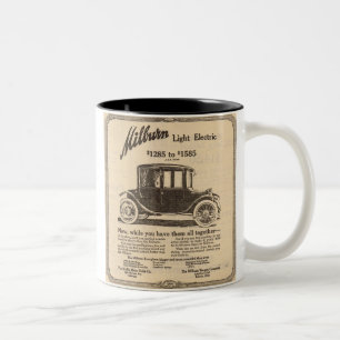 1915年のMilburnの電気自動車の広告 ツートーンマグカップ