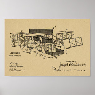 1915年ボート飛行機特許スケッチプリント ポスター