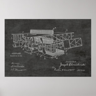1915年ボート飛行機特許スケッチプリント ポスター