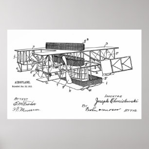 1915年ボート飛行機特許スケッチプリント ポスター