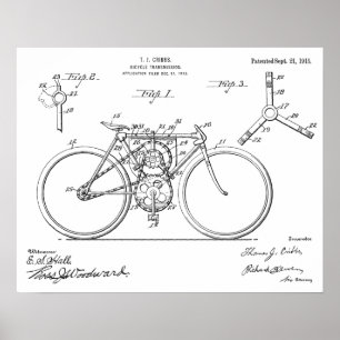 1915年自転車送信デザイン特許プリント ポスター
