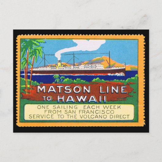 1915年頃のMatson Lines Poster Stamp ポストカード (正面)