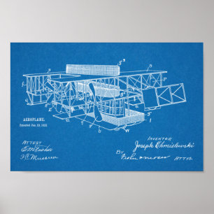 1915年飛行船飛行機特許スケッチプリント ポスター