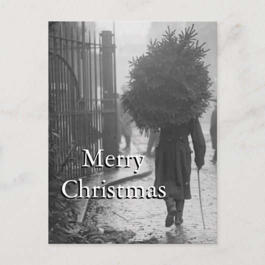 1915年: クリスマスツリーを運んでいる兵士 シーズンポストカード (正面)
