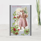 1916サンタinピンクのコートと木 シーズンカード (正面)